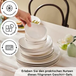 Karaca Tafelservice Für 6 Personen-Streamline Rubicon 24-teiliges Tafelset für 6 Personen, Weiß Multıfarben