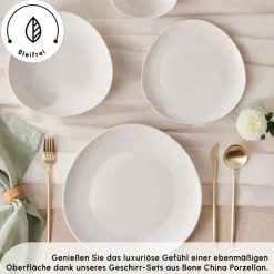 Karaca Tafelservice Für 6 Personen-Streamline Rubicon 24-teiliges Tafelset für 6 Personen, Weiß Multıfarben