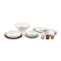 Karaca Tafelservice Für 12 Personen-Streamline Safari New Generation Bone Geschirrset, 59 Teilig, 12 Personen Multıfarben