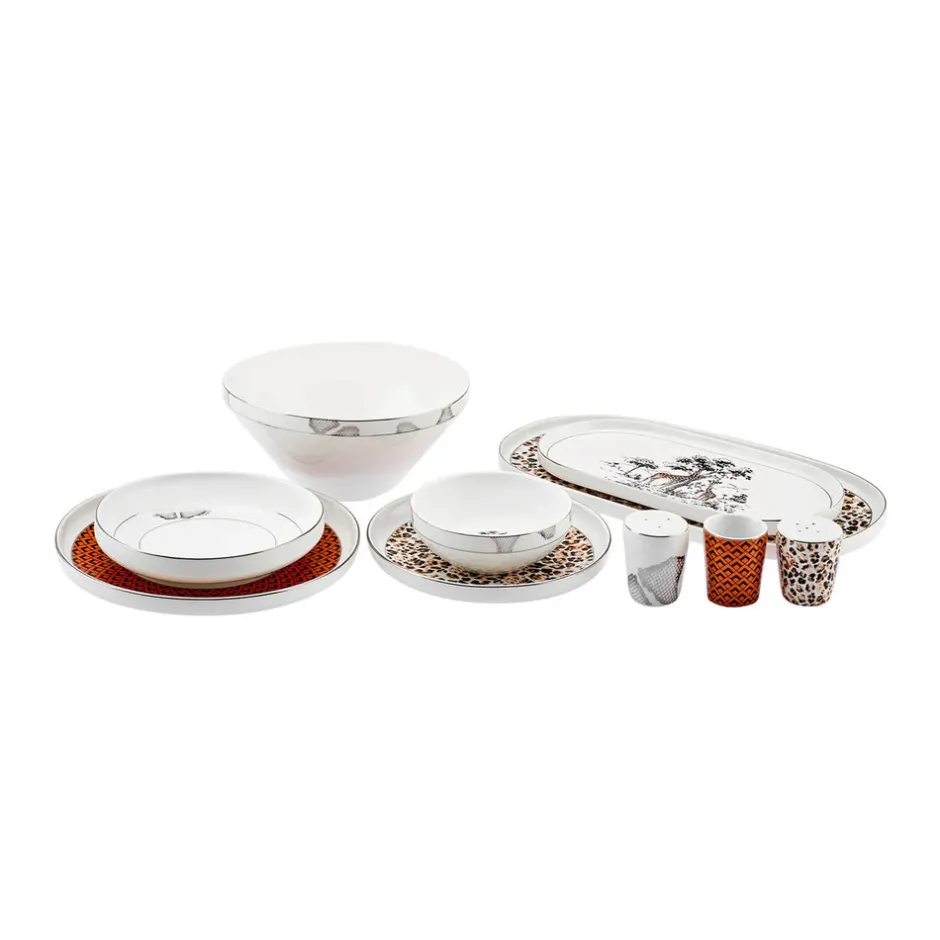 Karaca Tafelservice Für 12 Personen-Streamline Safari New Generation Bone Geschirrset, 59 Teilig, 12 Personen Multıfarben