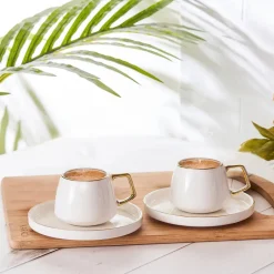 Karaca Mokka & Espressotassen Set-Streamline Saturn 2er-Set Kaffeetassen Weıß01