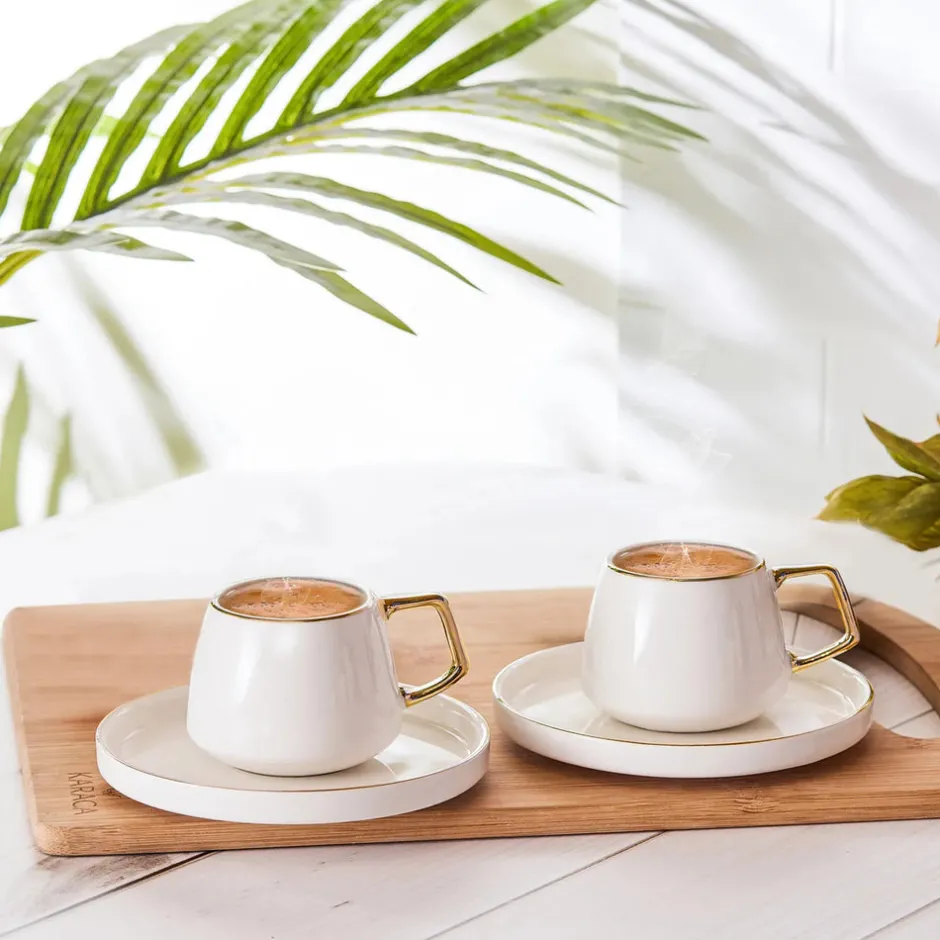 Karaca Mokka & Espressotassen Set-Streamline Saturn 2er-Set Kaffeetassen Weıß01