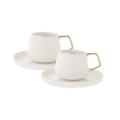 Karaca Mokka & Espressotassen Set-Streamline Saturn 2er-Set Kaffeetassen Weıß01