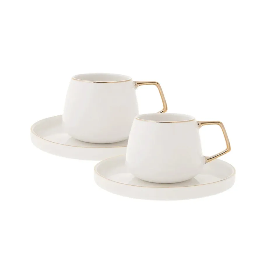 Karaca Mokka & Espressotassen Set-Streamline Saturn 2er-Set Kaffeetassen Weıß01