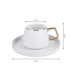 Karaca Mokka & Espressotassen Set-Streamline Saturn Kaffeetassen-Set für 6 Personen Gold