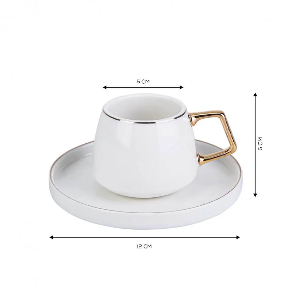 Karaca Mokka & Espressotassen Set-Streamline Saturn Kaffeetassen-Set für 6 Personen Gold