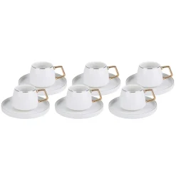 Karaca Mokka & Espressotassen Set-Streamline Saturn Kaffeetassen-Set für 6 Personen Gold