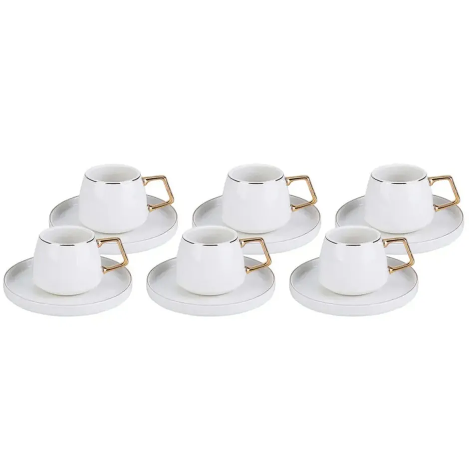 Karaca Mokka & Espressotassen Set-Streamline Saturn Kaffeetassen-Set für 6 Personen Gold