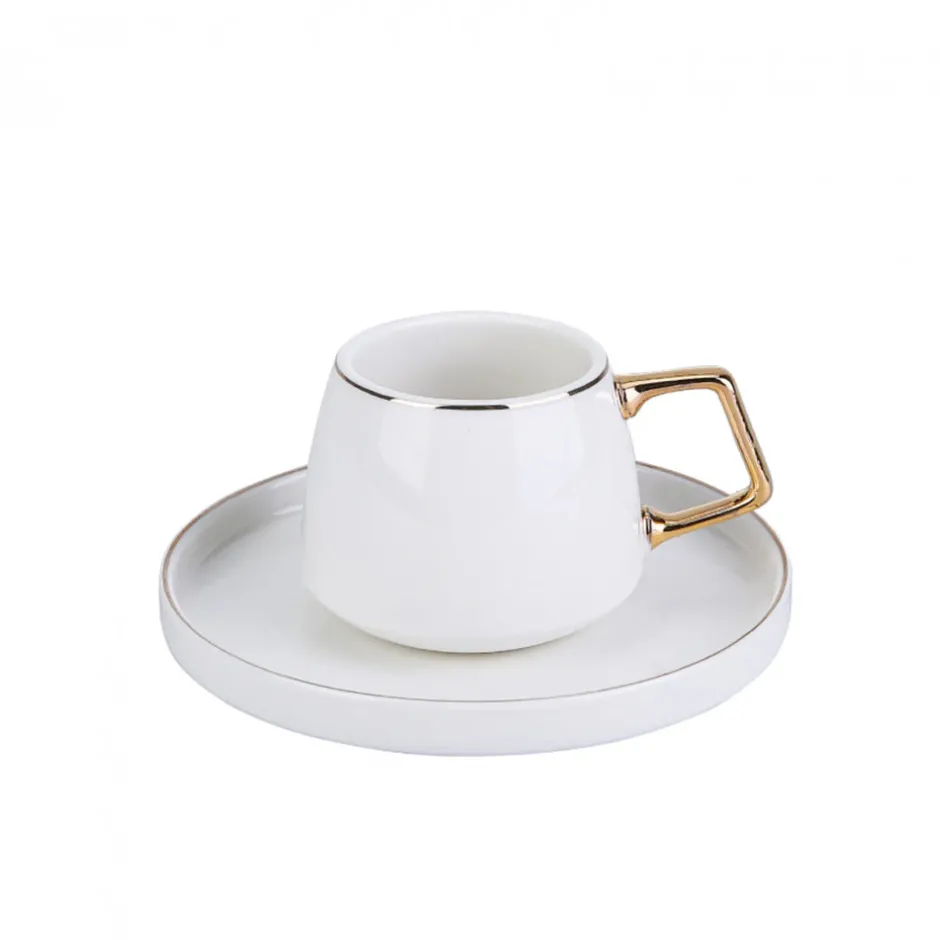 Karaca Mokka & Espressotassen Set-Streamline Saturn Kaffeetassen-Set für 6 Personen Gold
