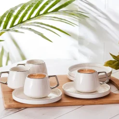 Karaca Mokka & Espressotassen Set-Streamline Saturn Platinum 6 Personen Kaffeetasse Set Platın