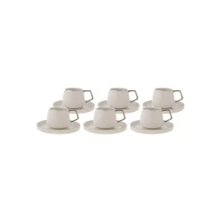 Karaca Mokka & Espressotassen Set-Streamline Saturn Platinum 6 Personen Kaffeetasse Set Platın