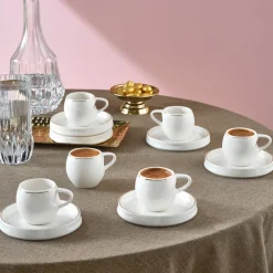 Karaca Mokka & Espressotassen Set-Streamline Sunset 6-teiliges Kaffeetassen-Set für 6 Personen, 100 ml Weıß01