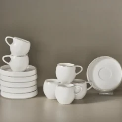 Karaca Mokka & Espressotassen Set-Streamline Sunset 6-teiliges Kaffeetassen-Set für 6 Personen, 100 ml Weıß01