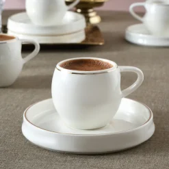 Karaca Mokka & Espressotassen Set-Streamline Sunset 6-teiliges Kaffeetassen-Set für 6 Personen, 100 ml Weıß01