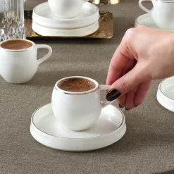 Karaca Mokka & Espressotassen Set-Streamline Sunset 6-teiliges Kaffeetassen-Set für 6 Personen, 100 ml Weıß01
