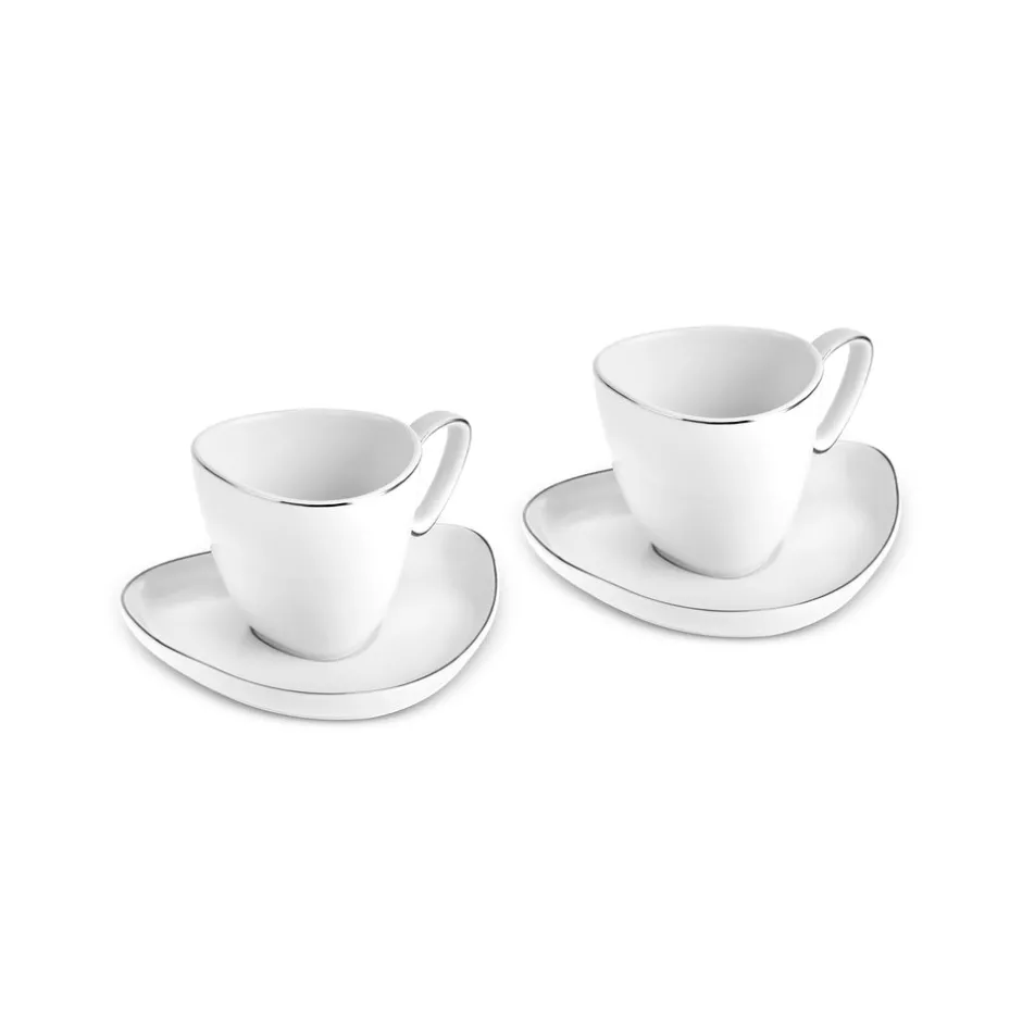 Karaca Mokka & Espressotassen Set-Streamline Tribe 2-teiliges Tassenset, Weiß-Gold Weıß Gold