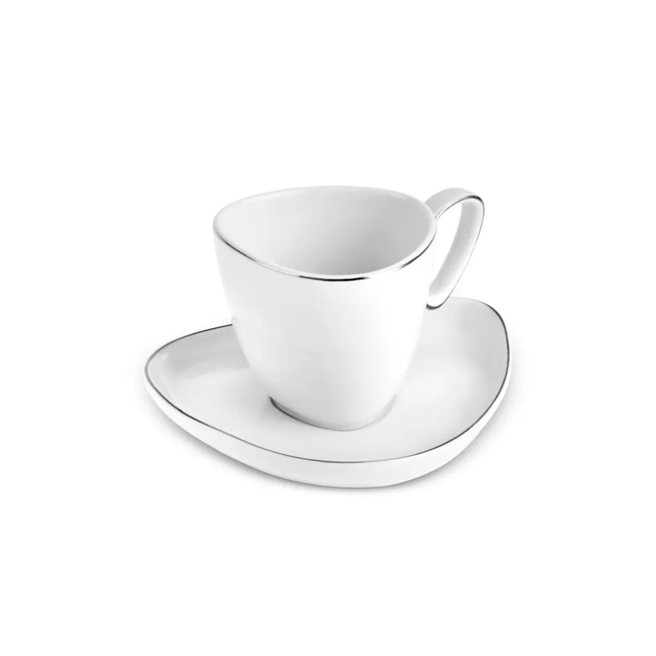 Karaca Mokka & Espressotassen Set-Streamline Tribe 2-teiliges Tassenset, Weiß-Gold Weıß Gold