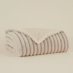 Karaca Decken-Stripe Sherpa Graue Decke 130x150 Açık Gri
