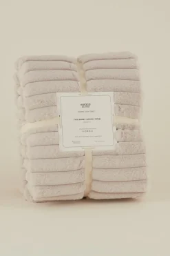Karaca Decken-Stripe Sherpa Graue Decke 130x150 Açık Gri