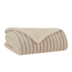 Karaca Decken-Stripe Sherpa Graue Decke 130x150 Açık Gri