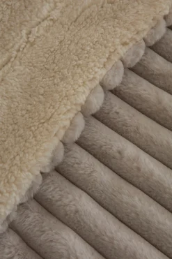 Karaca Decken-Stripe Sherpa Graue Decke 150x200 Açık Gri