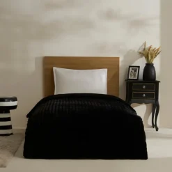 Karaca Decken-Stripe Sherpa Schwarze Decke 150x200 Siyah