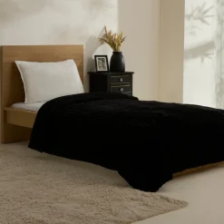 Karaca Decken-Stripe Sherpa Schwarze Decke 150x200 Siyah