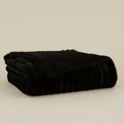 Karaca Decken-Stripe Sherpa Schwarze Decke 130x150 Siyah