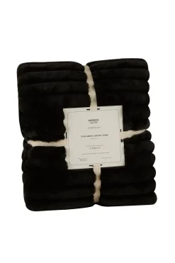 Karaca Decken-Stripe Sherpa Schwarze Decke 130x150 Siyah