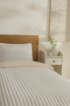 Karaca Decken-Stripe Sherpa Weiße Decke 150x200 Beyaz