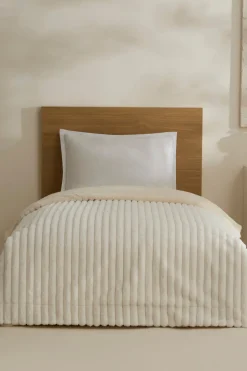 Karaca Decken-Stripe Sherpa Weiße Decke 150x200 Beyaz