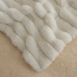 Karaca Decken-Stripe Sherpa Weiße Decke 150x200 Beyaz