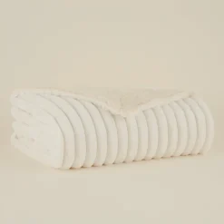 Karaca Decken-Stripe Sherpa Weiße Decke 130x150 Beyaz