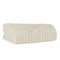 Karaca Decken-Stripe Sherpa Weiße Decke 130x150 Beyaz