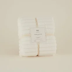 Karaca Decken-Stripe Sherpa Weiße Decke 130x150 Beyaz