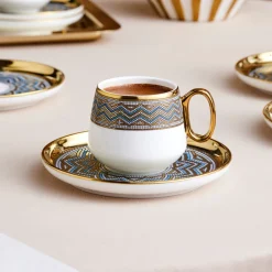 Karaca Mokka & Espressotassen Set-Suadiye Kaffeetassen-Set für 6 Personen, 90 ml Multıfarben
