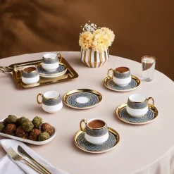 Karaca Mokka & Espressotassen Set-Suadiye Kaffeetassen-Set für 6 Personen, 90 ml Multıfarben