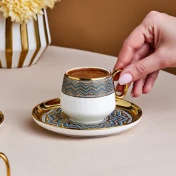 Karaca Mokka & Espressotassen Set-Suadiye Kaffeetassen-Set für 6 Personen, 90 ml Multıfarben