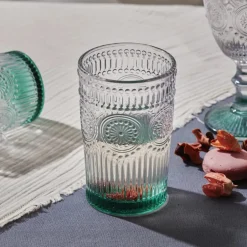 Karaca Wasserglas-Sunflower Getränke Glas, Grün Grün01