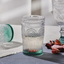Karaca Wasserglas-Sunflower Getränke Glas, Grün Grün01