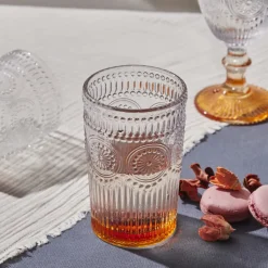 Karaca Wasserglas-Sunflower Getränke Glas, Orange Orange01
