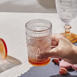 Karaca Wasserglas-Sunflower Getränke Glas, Orange Orange01