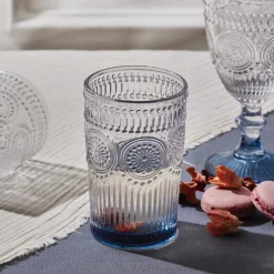 Karaca Wasserglas-Sunflower Getränke Glas, Blau Blau01