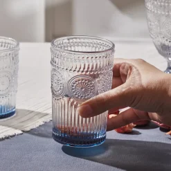 Karaca Wasserglas-Sunflower Getränke Glas, Blau Blau01