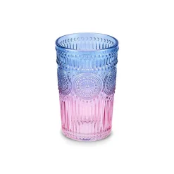 Karaca Wasserglas-Sunflower Trinkglas 332 ml, Blau Rosa Blau01