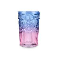 Karaca Wasserglas-Sunflower Trinkglas 332 ml, Blau Rosa Blau01