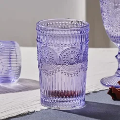 Karaca Wasserglas-Sunflower Trinkglas, Lila Lıla01