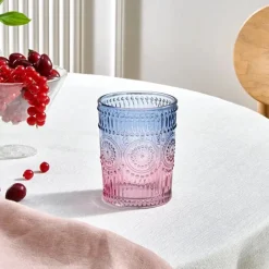 Karaca Wasserglas-Sunflower Wasserglas 250 ml, Blau Rosa Blau01