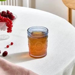 Karaca Wasserglas-Sunflower Wasserglas 250 ml, Blau Rosa Blau01