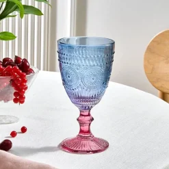 Karaca Weingläser & Kelchglas-Sunflower Weinglas 314 ml, Blau Rosa Blau01